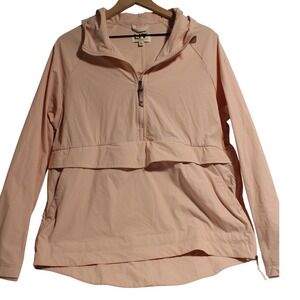 LIV Outdoor Women's Pink Hooded Anorak Pullover Jacket Size L Lightweight